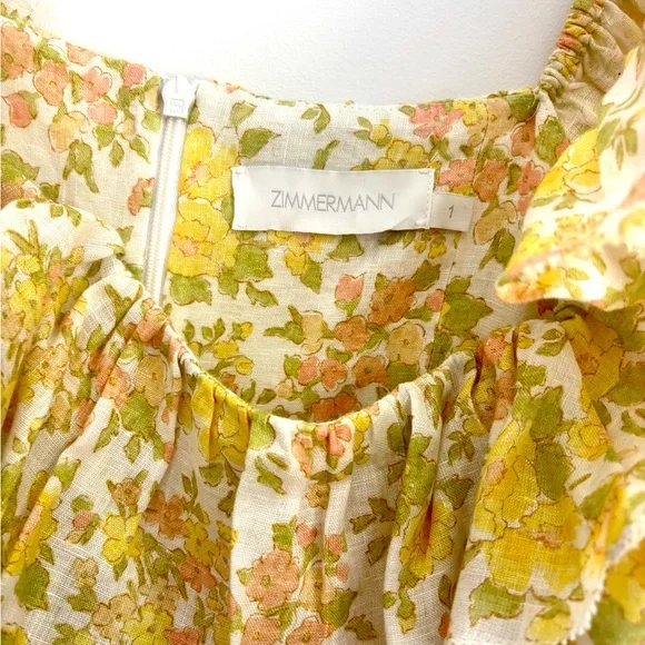 Zimmermann Goldie Floral Ruffle Midi Dress Size Small AUS 1 - Picture 5 of 5